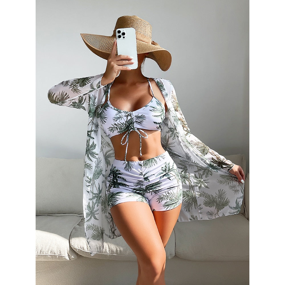 Sexy 3 Piece Bikini Set Cover Up Swimsuit